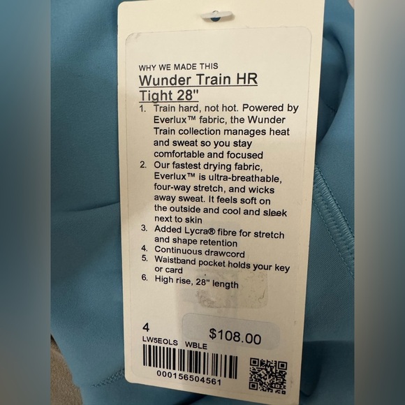 New Wunder Train 28” High rise Tight blue leggings size 4 WBLE full length - Picture 6 of 7